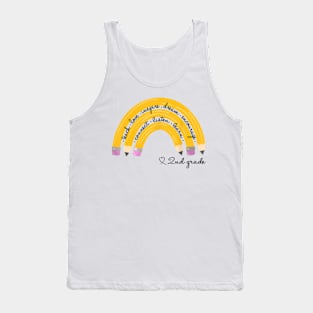 Teach Love Inspire Rainbow Pencil 2nd Grade Back To School Tank Top